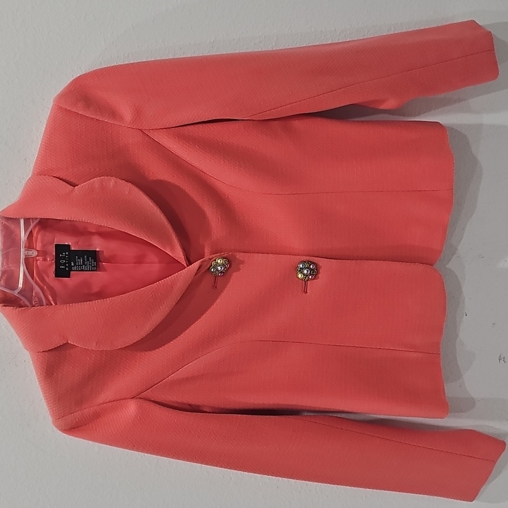 R.Q.T Women's Blazer, orange peach size 8P  Office Dressy